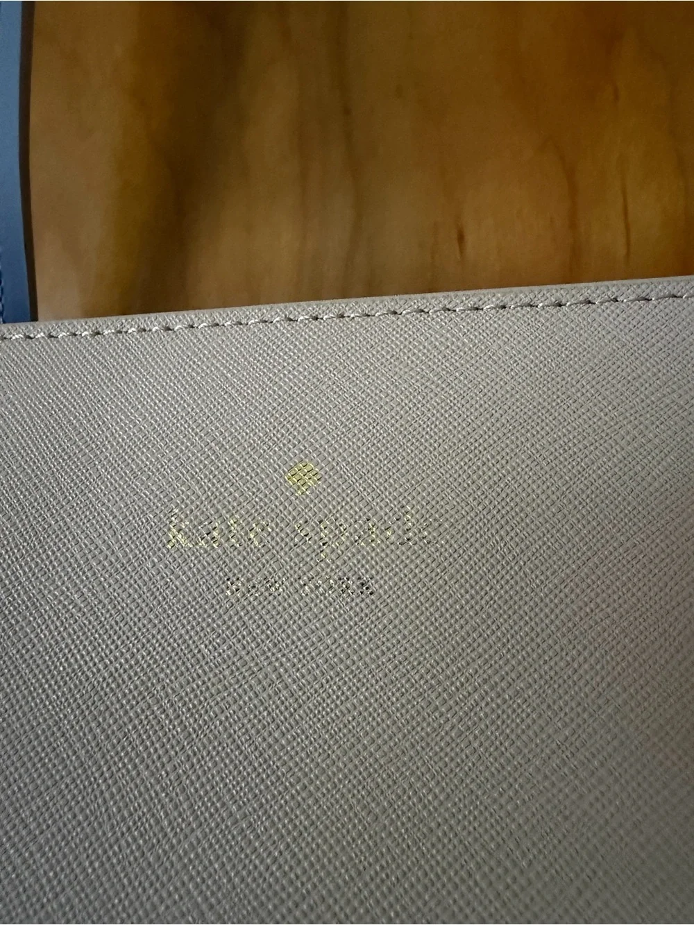 kate spade New York Leather Tote Light Tan Blue Interior Shoulder Bag - Picture 3 of 10